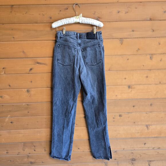 Abercrombie & Fitch Ultra High Rise 90's Straight Split Hem Washed Black 28L 6L - Picture 3 of 6